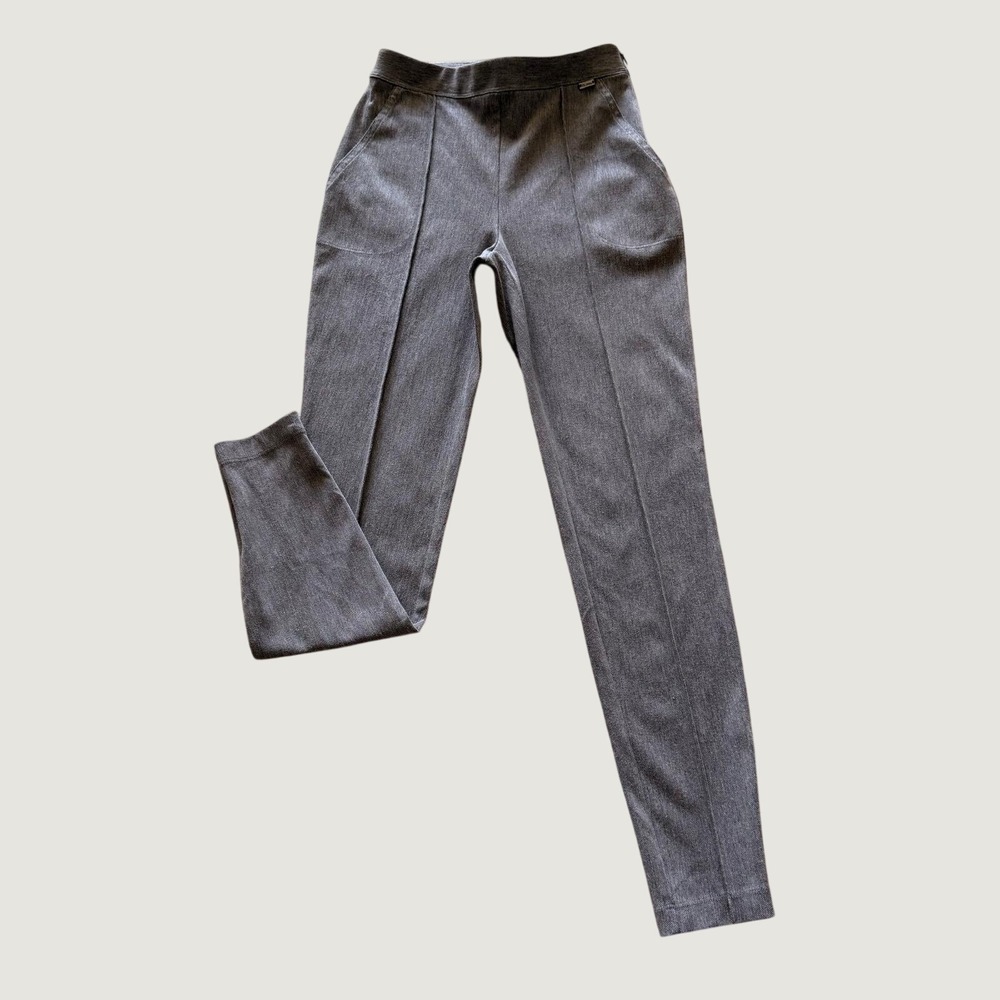 St. John Womens Sport Gray Pintuck Ankle Zip Stretch Slim Tapered Pants Size 0